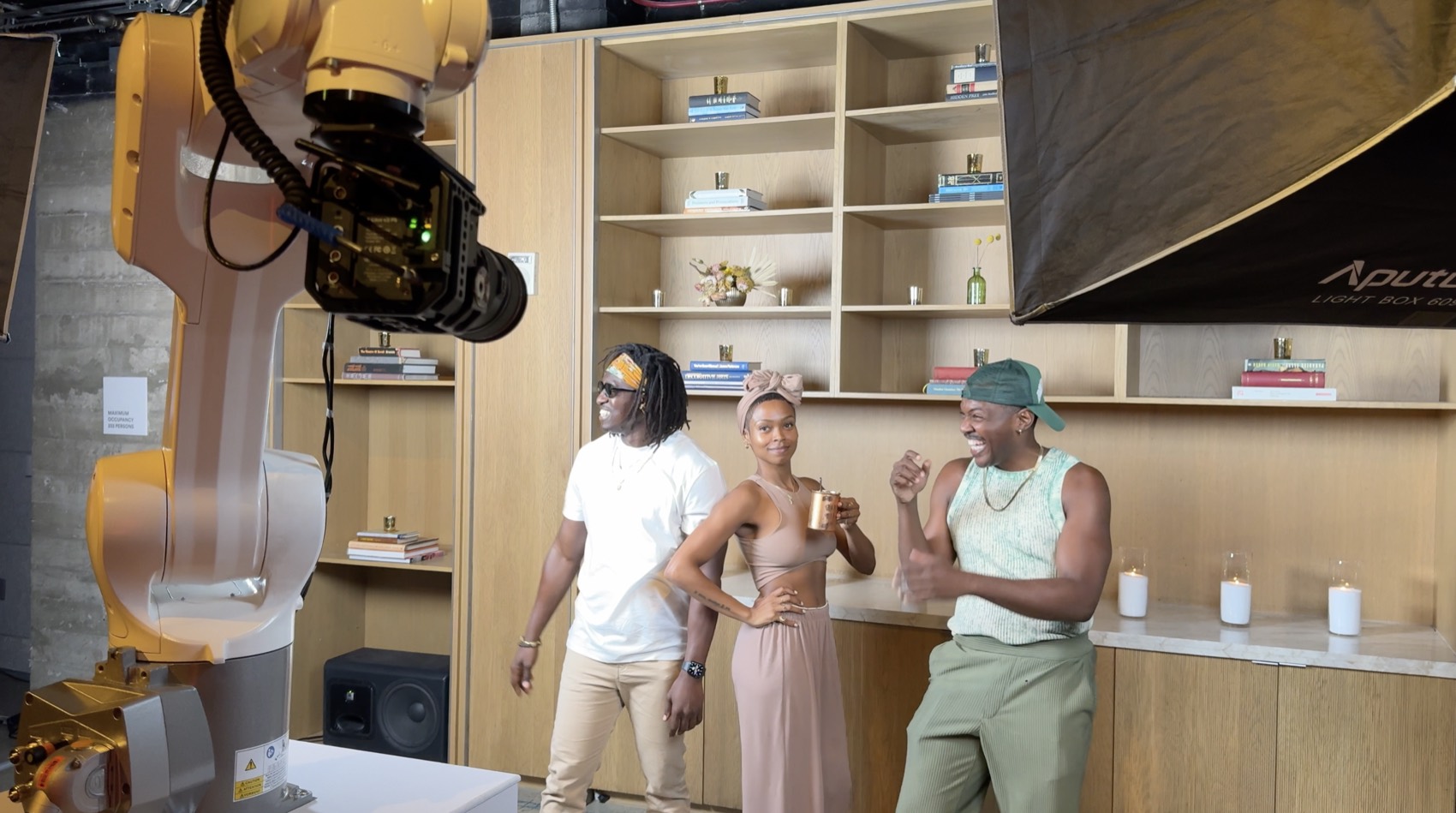 RoboCam motion-control robot camera filming guests at a Los Angeles event